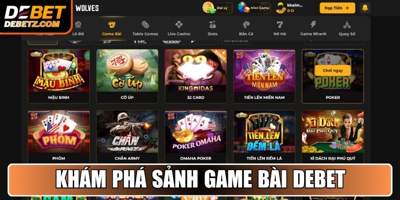 Game Bài DEBET 1 Khám phá sảnh Game Bài DEBET
